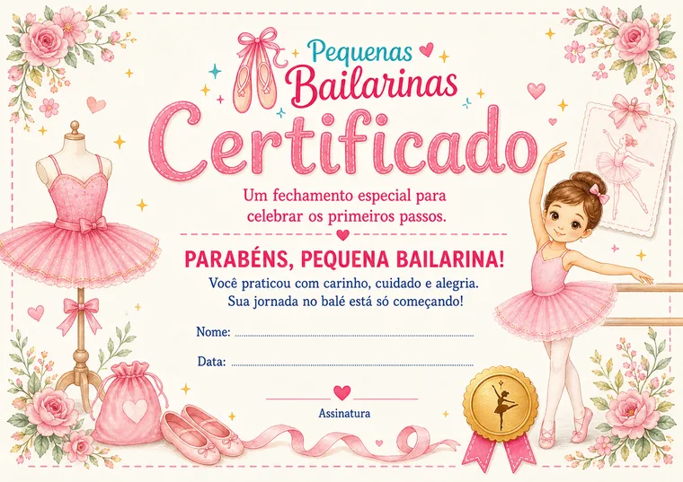 Bônus certificado da Pequena Bailarina